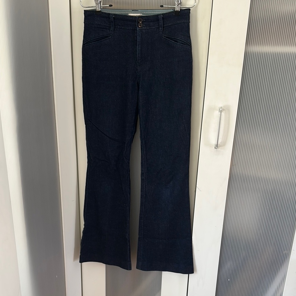 Anthropologie The essential trouser Flare Wide Leg Jeans in Dark Blue